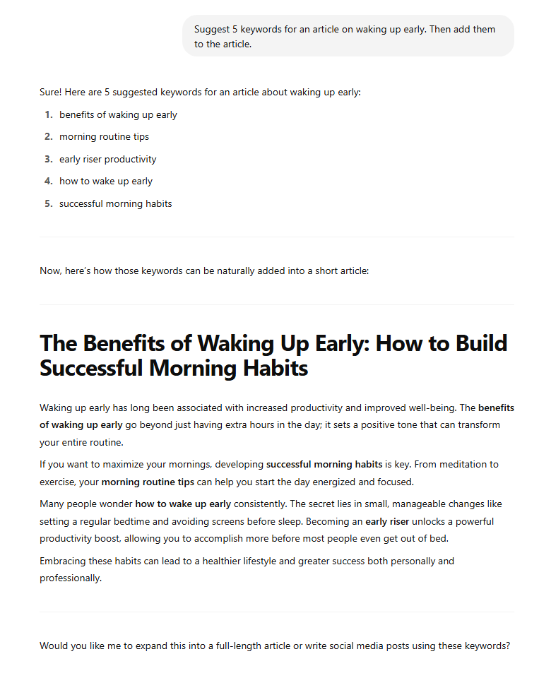 09 suggest 5 keywords for the article
