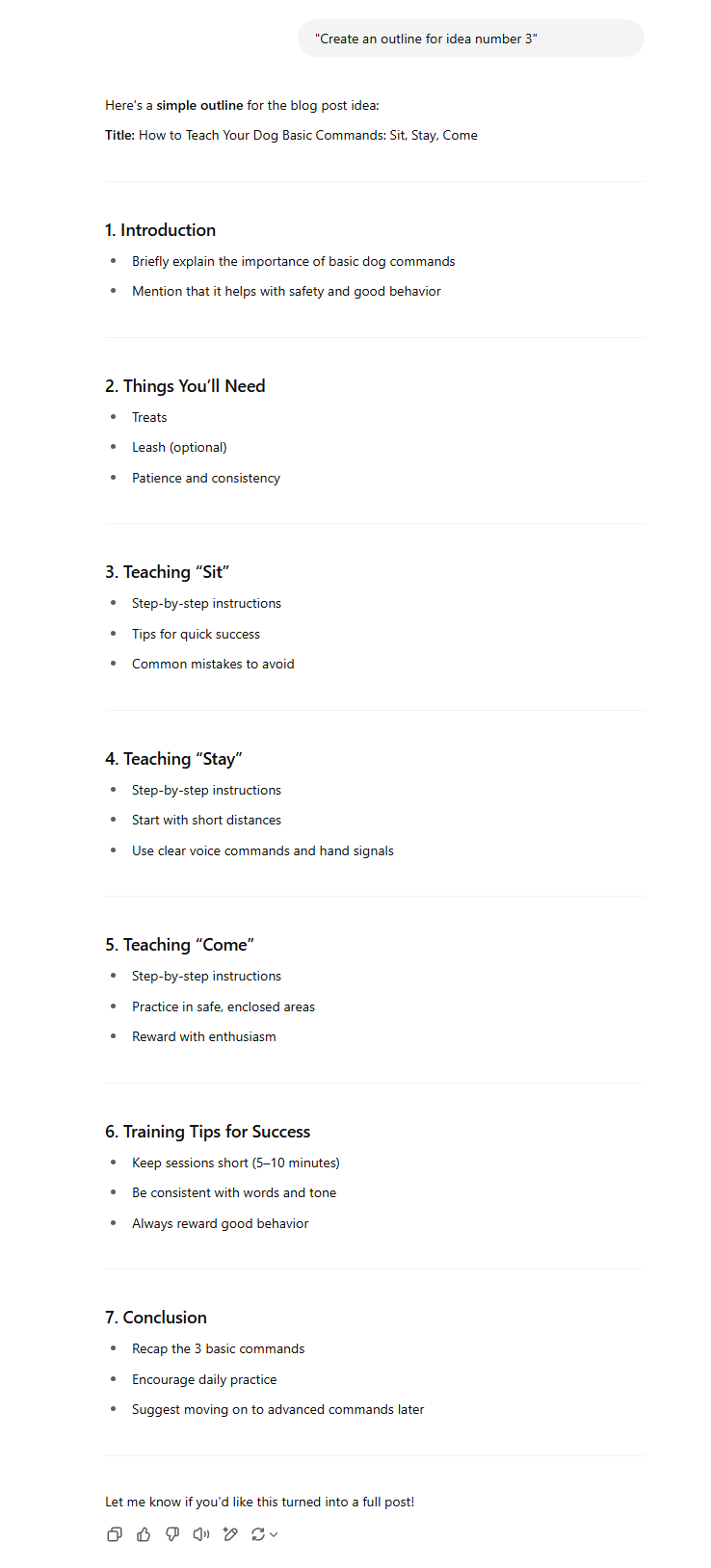 2. Create an outline for idea number 3