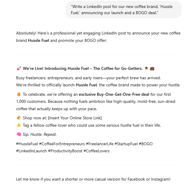 2. create linkedin post