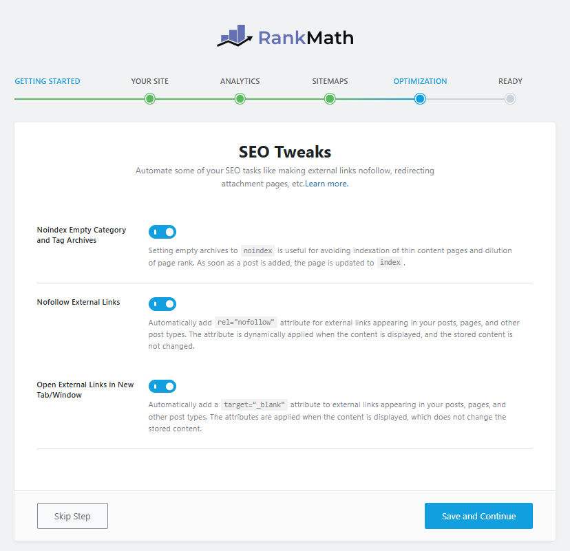 Rank math - SEO tweaks settings